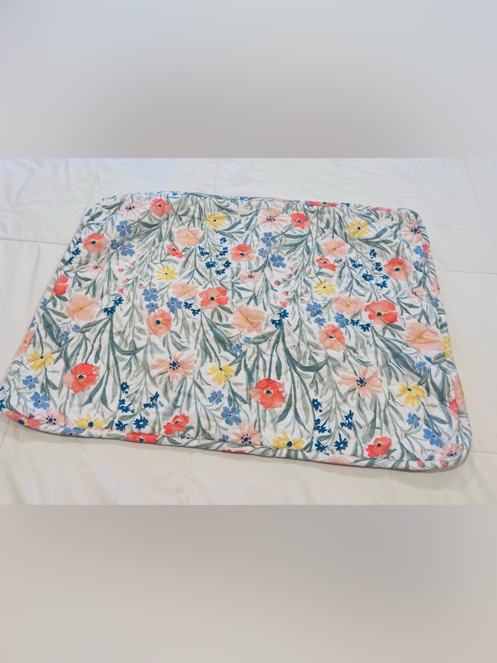 Rachel Ashwell Floral Pillow Sham Quilted White Green Peach